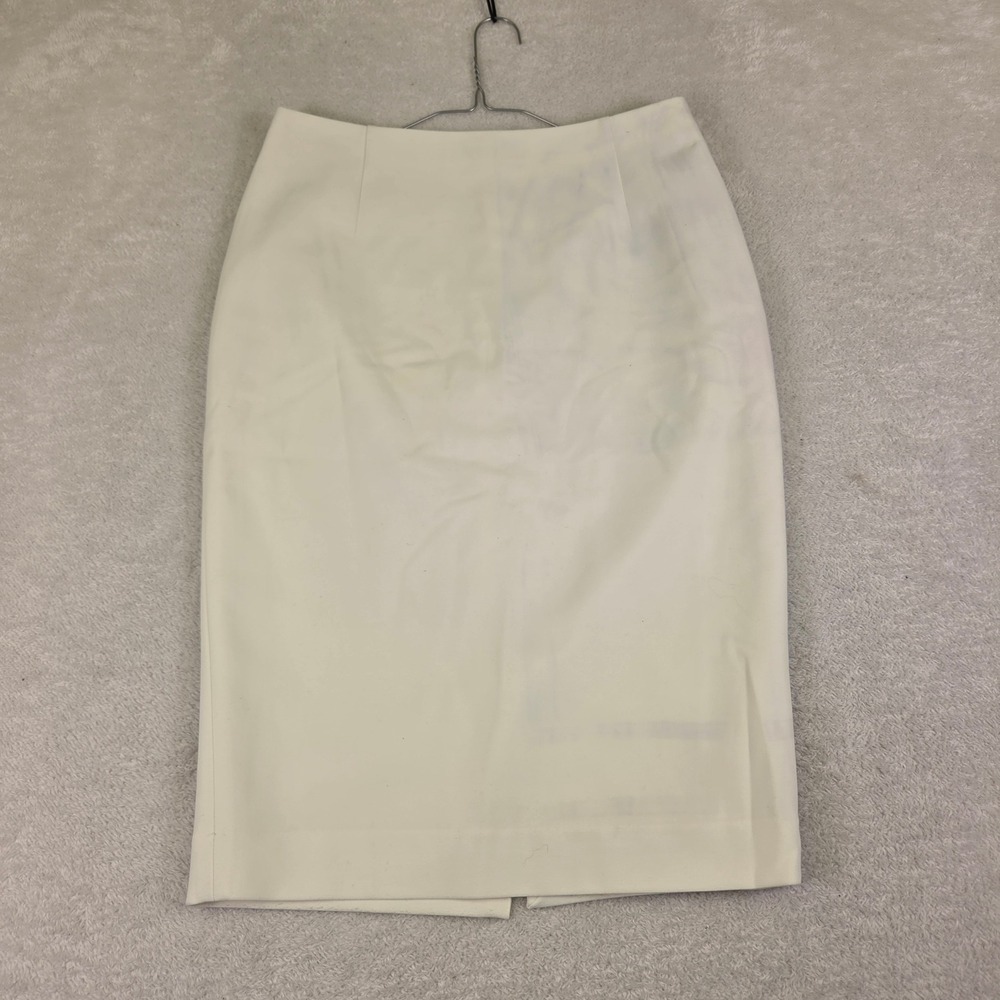 Vintage Cream Pencil Skirt Off White Midi Business Professional Tailored Skirt
